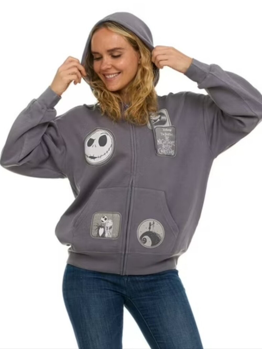 Disney The Nightmqre Before Christmas Grey Full-Zip Character Hoodie